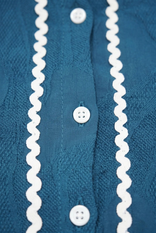 Chic Teal Rick-Rack Short Top