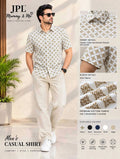 White & Gold Geometric Print Shirt
