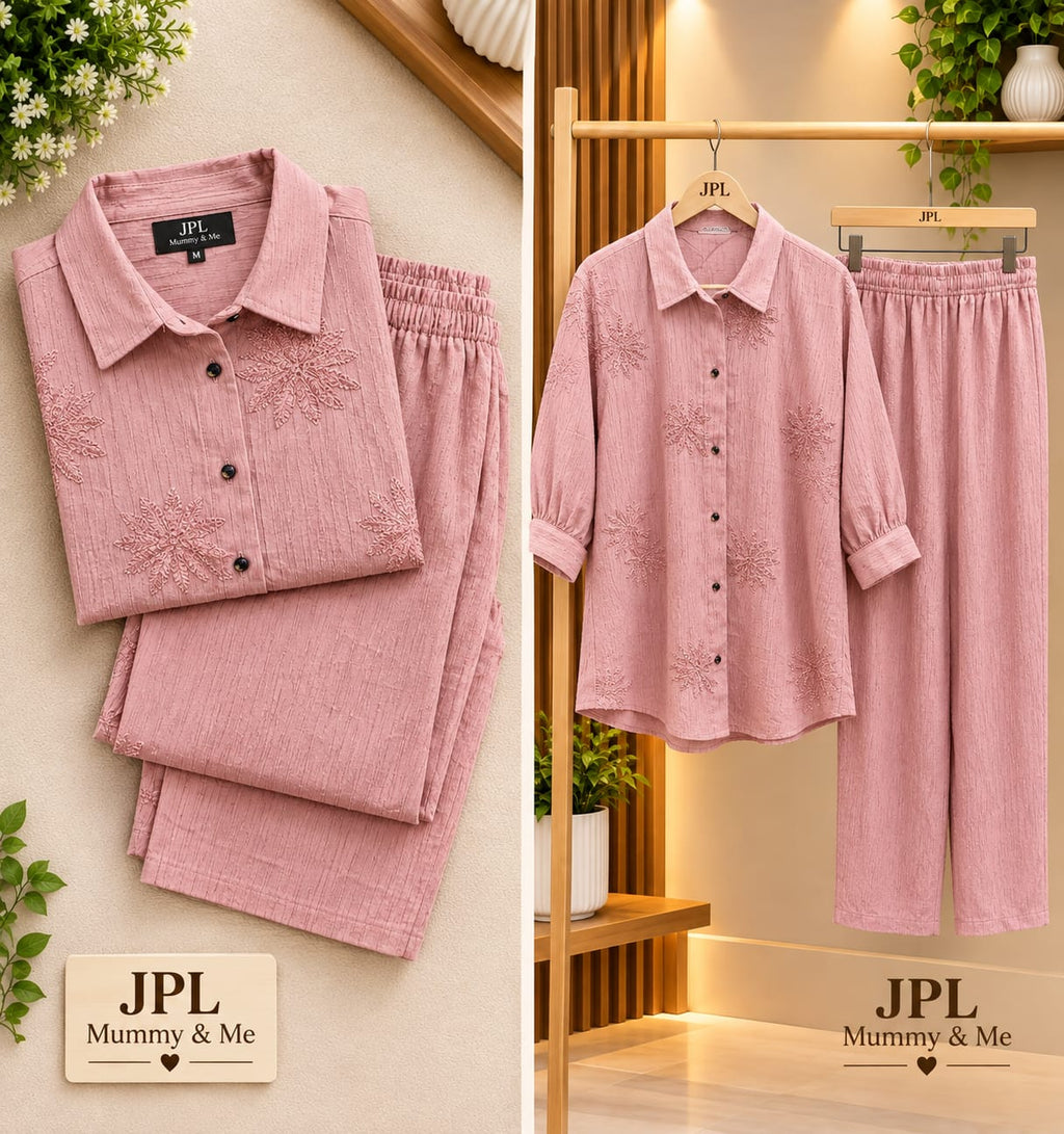Women’s Embroidered Shirt & Pant Co-ord Set