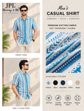 Men's Blue & White Printed Cotton Casual Shirt