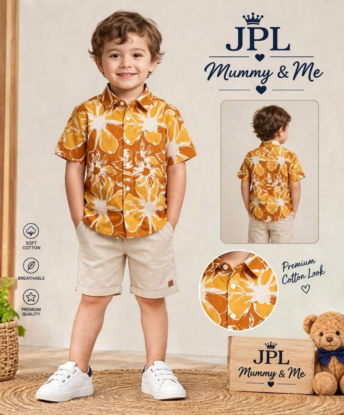 Mustard Yellow Floral Printed Cotton Shirt