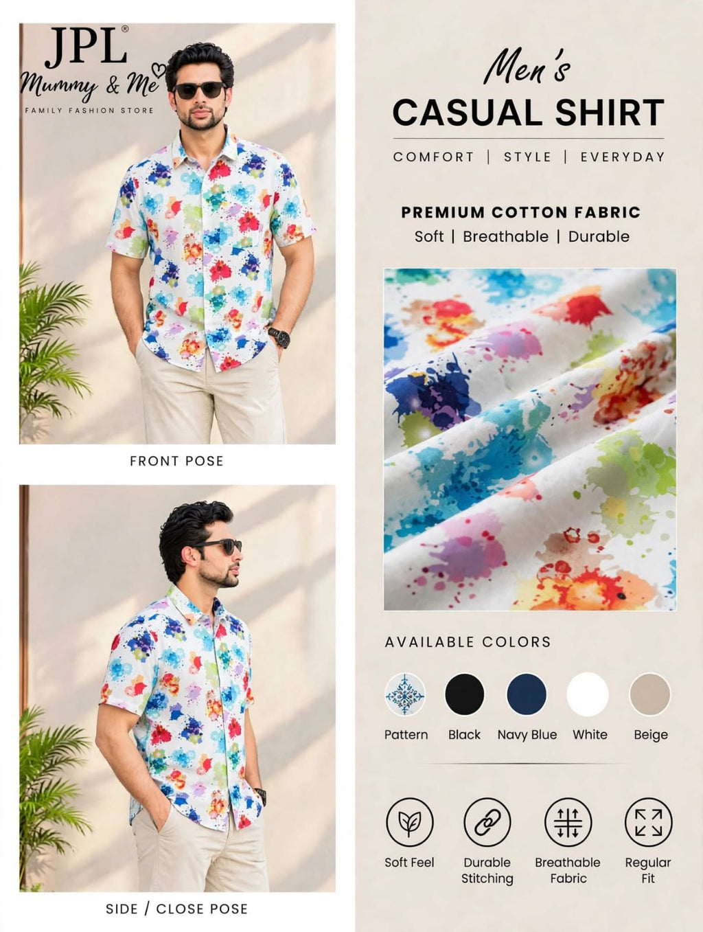Rainbow Splash Premium Cotton Casual Shirt
