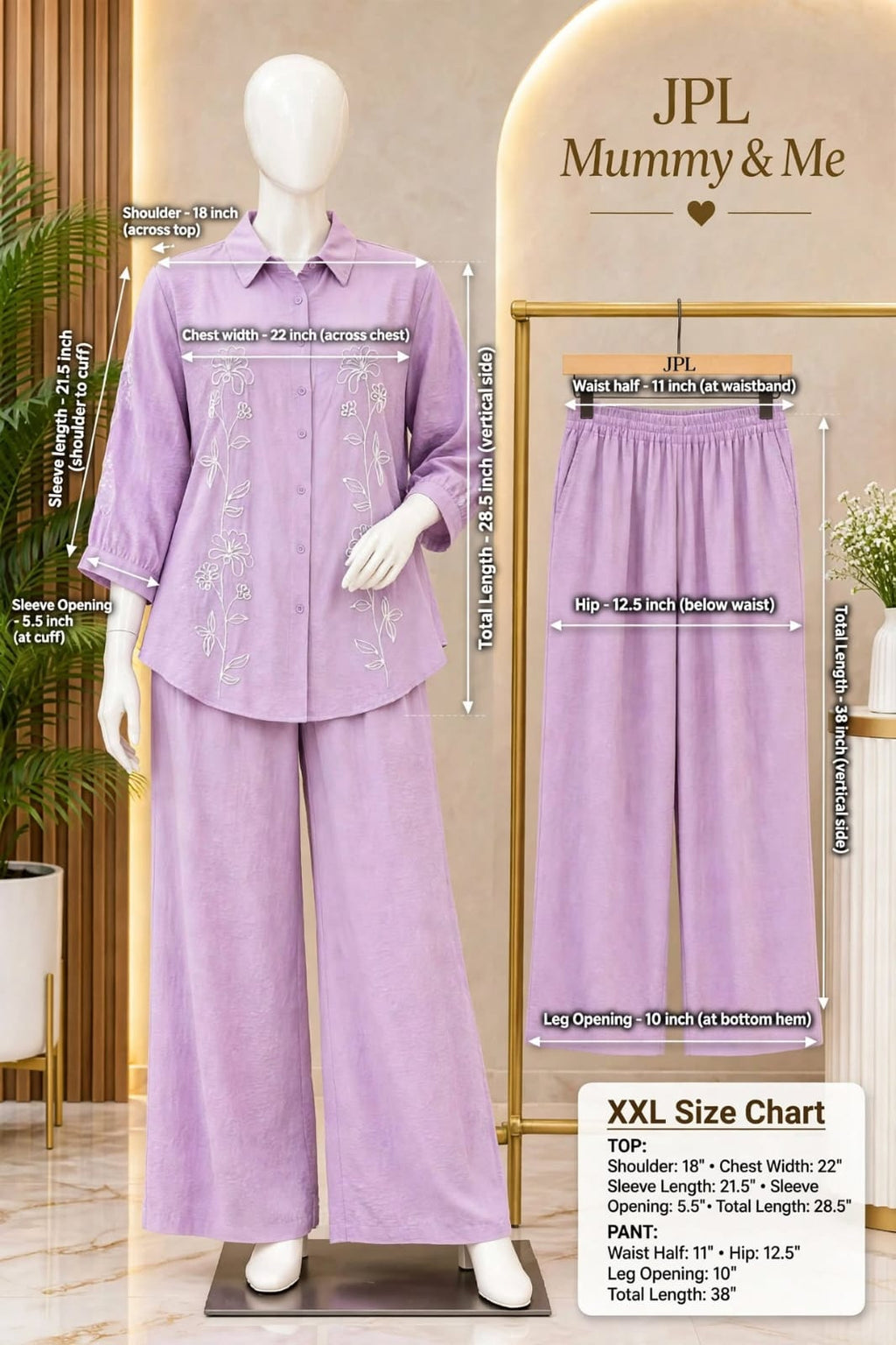 Floral Embroidered Shirt & Pant Co-ord Set