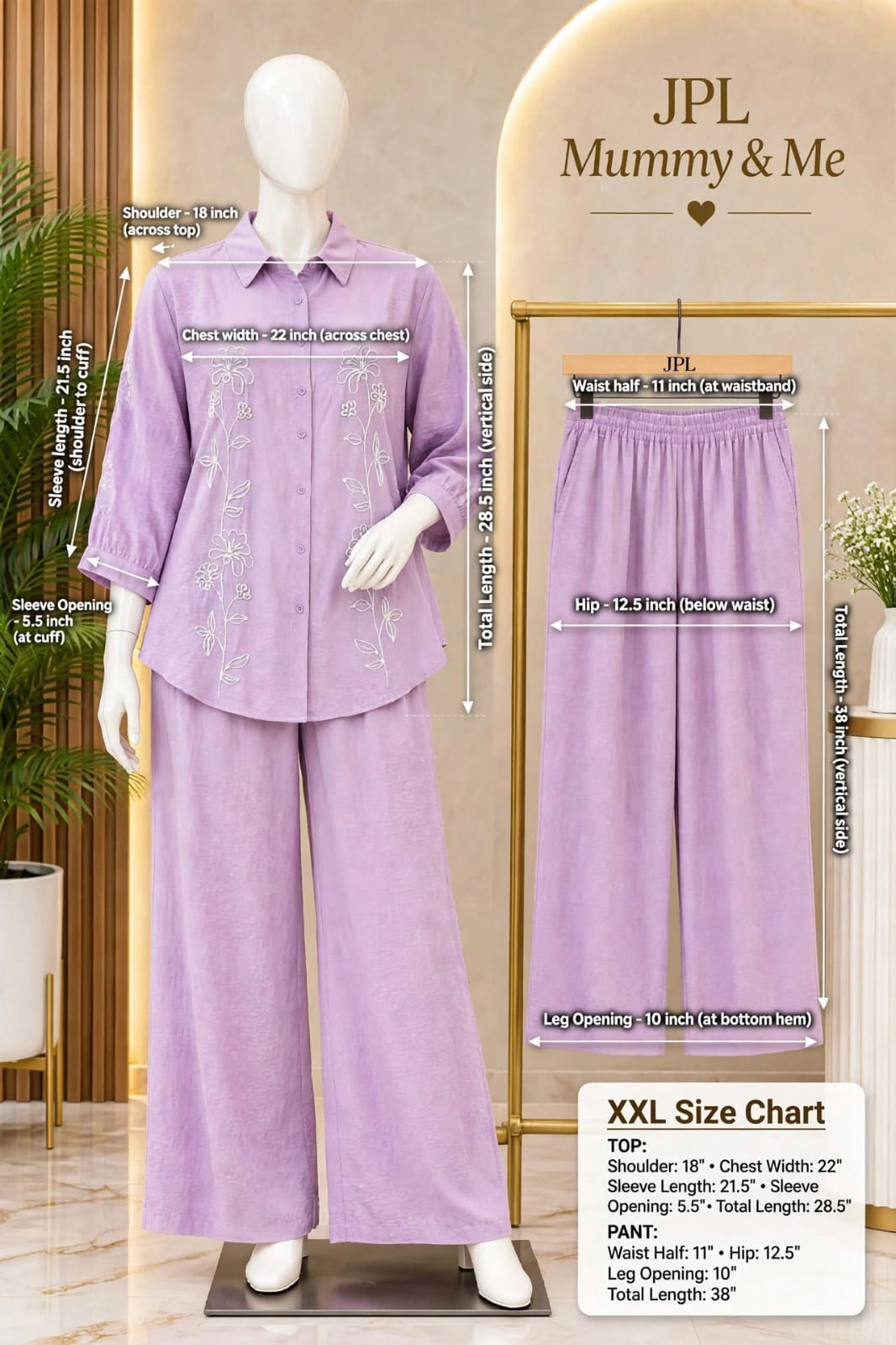 Floral Embroidered Shirt & Pant Co-ord Set