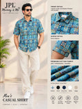 Blue Tile Mosaic / Azure Portuguese Tile Print Casual Shirt