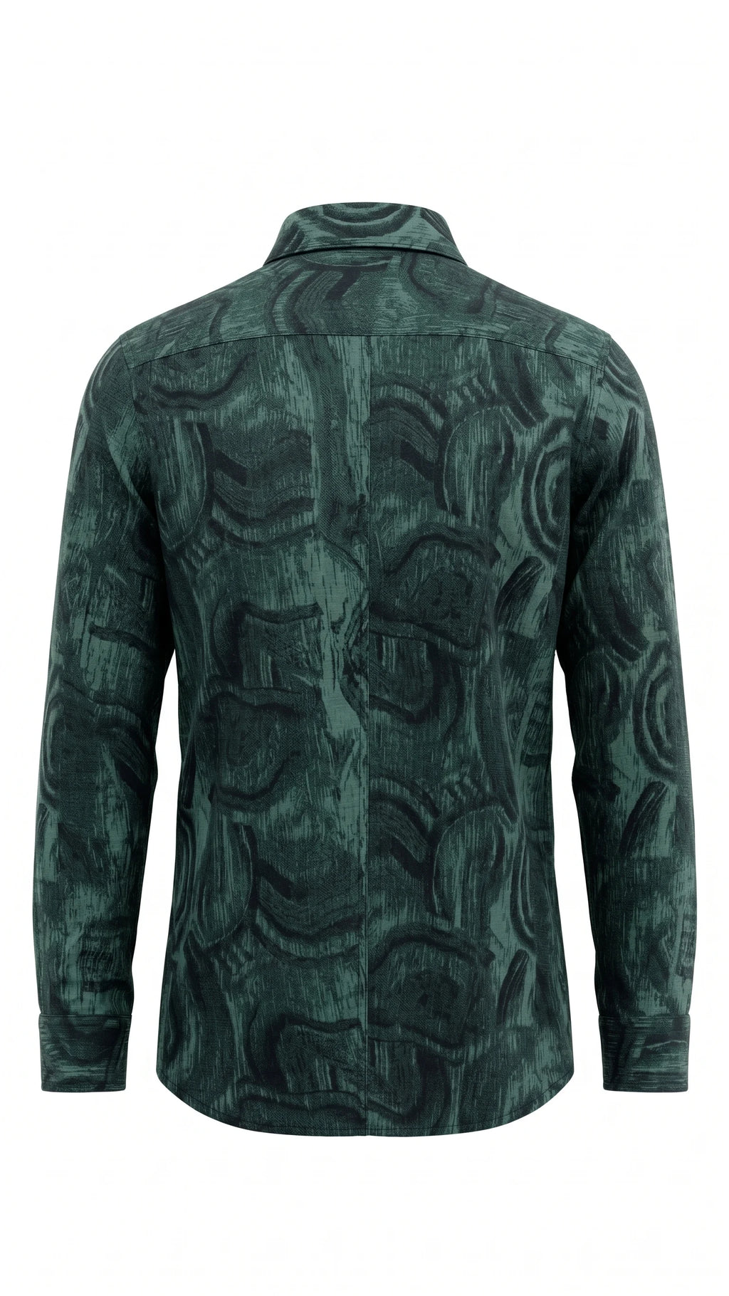Dark Green Abstract Print Full Sleeve Shirt