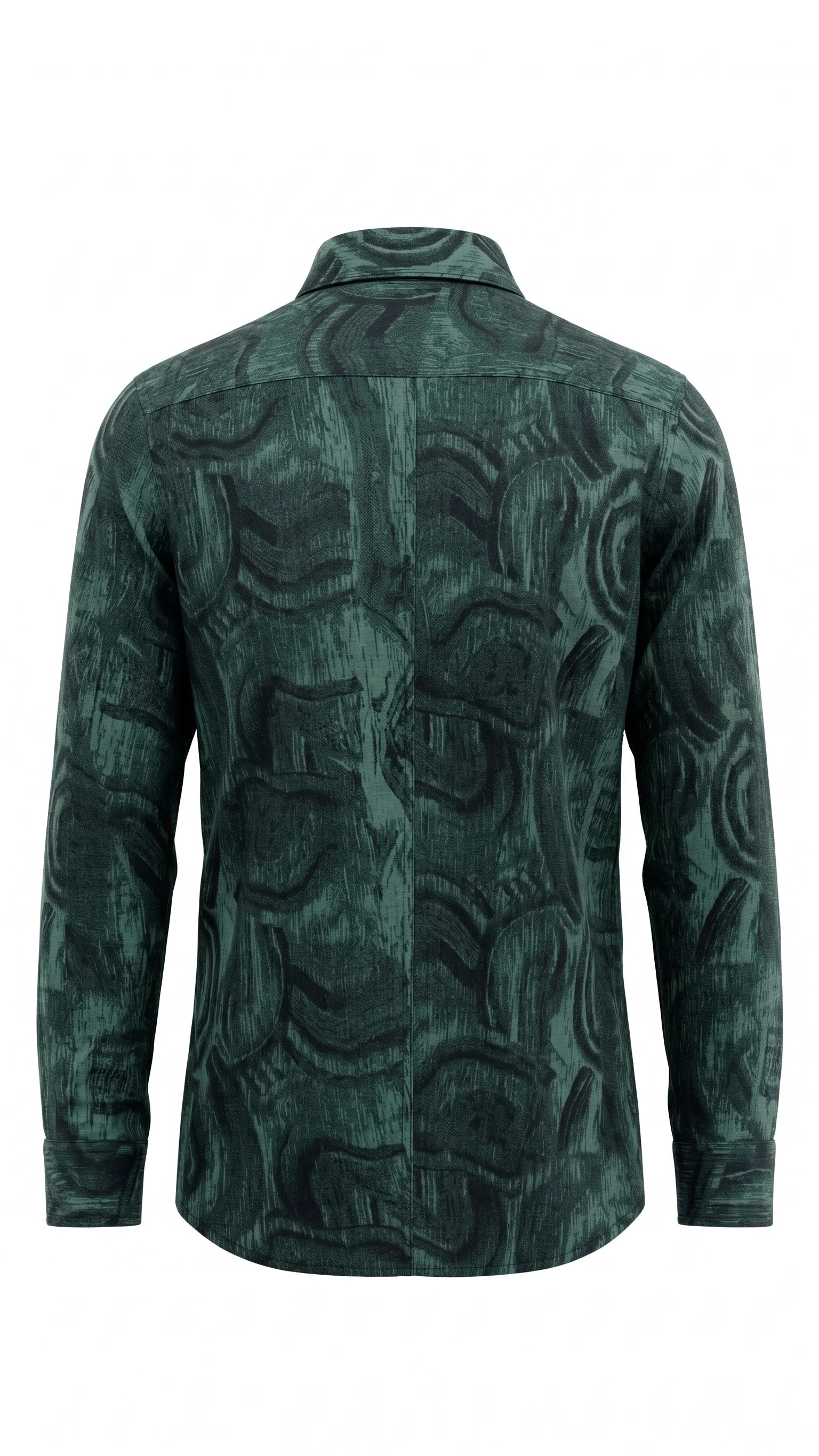 Dark Green Abstract Print Full Sleeve Shirt