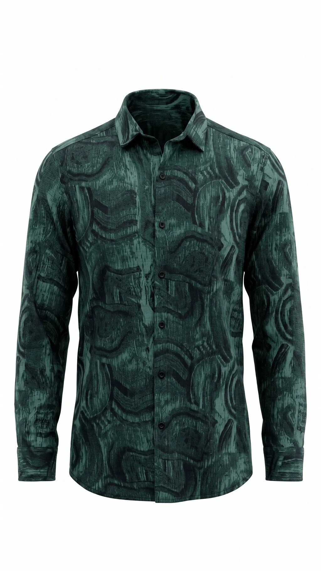Dark Green Abstract Print Full Sleeve Shirt