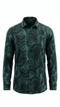 Dark Green Abstract Print Full Sleeve Shirt