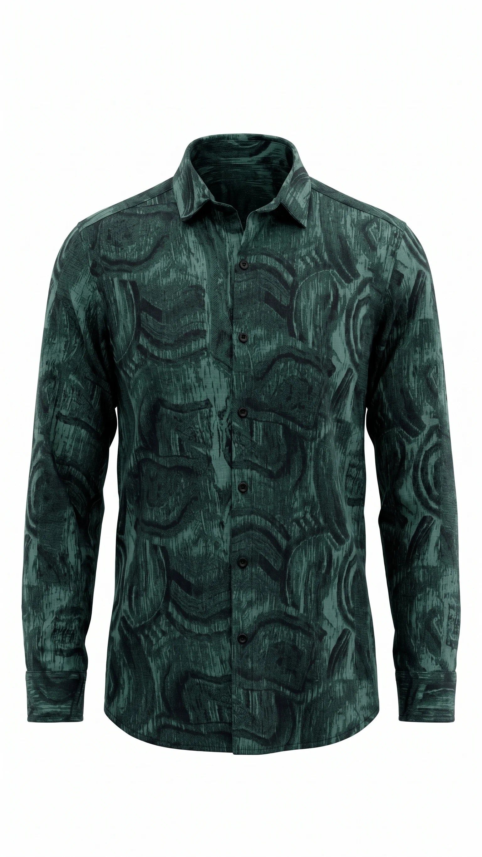 Dark Green Abstract Print Full Sleeve Shirt