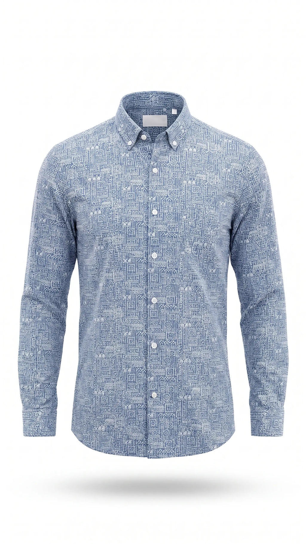Sky Blue Geometric Print Full Sleeve Shirt