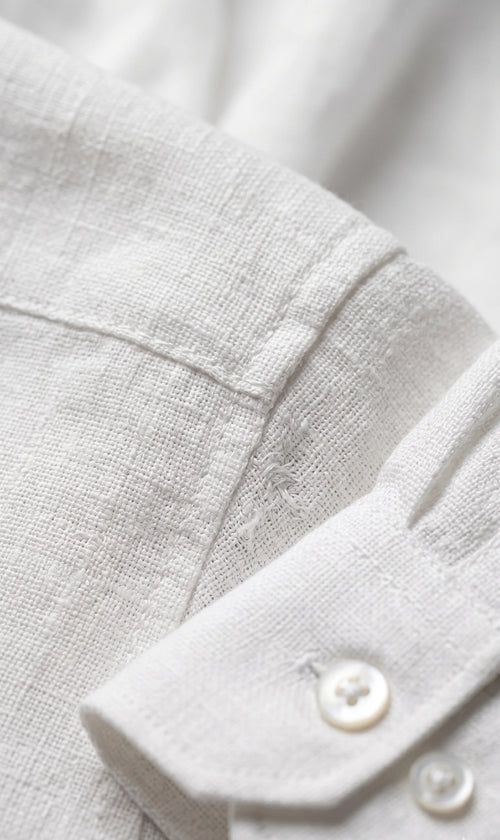 Classic White Solid Full Sleeve Linen Blend Shirt