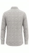 Men's Grey Abstract Leaf Print Cotton Shirt – Full Sleeve, Slim Fit