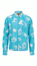 Men's Sky Blue Floral Print Casual Shirt