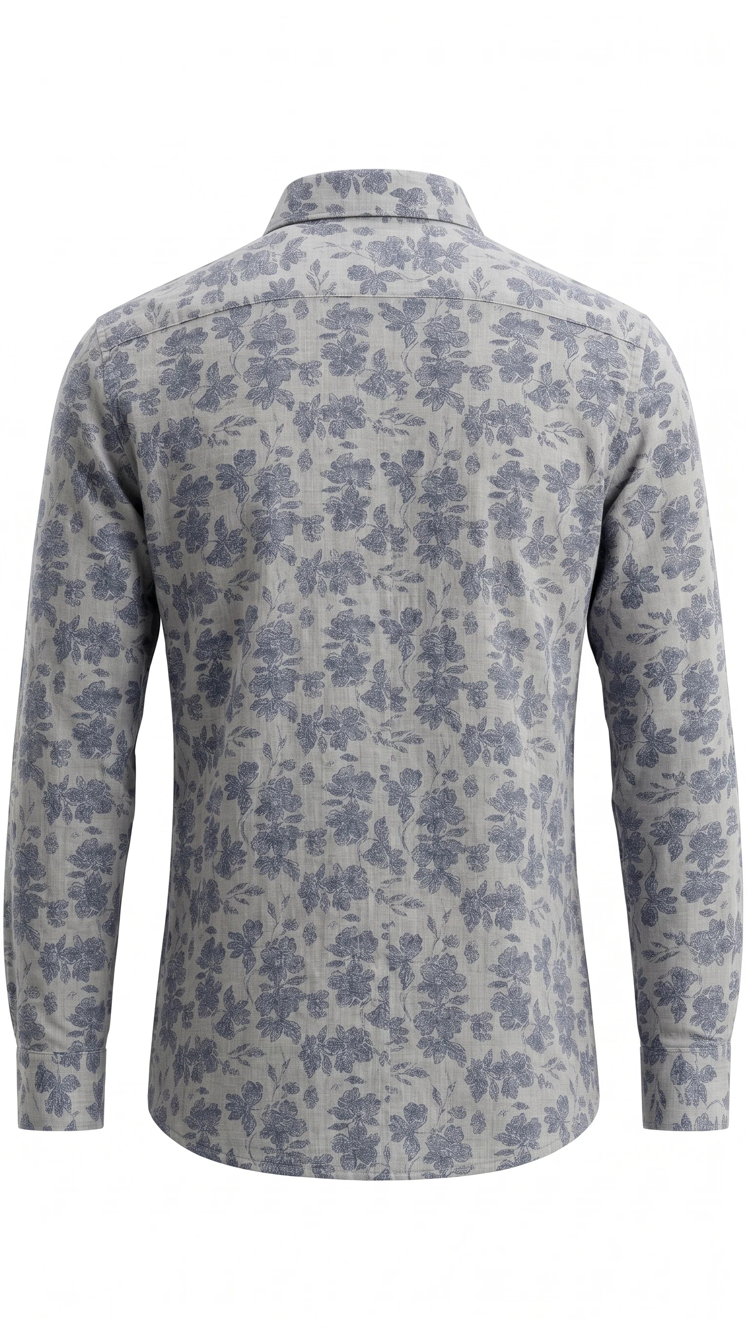 Men's Grey Floral Print Casual Shirt
