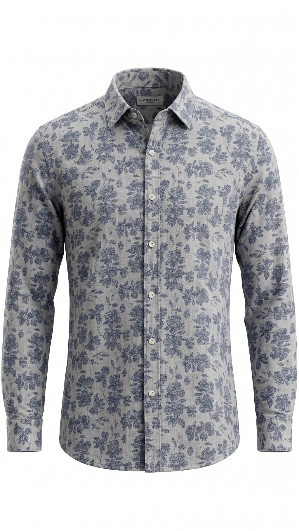 Men's Grey Floral Print Casual Shirt
