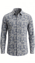 Men's Grey Floral Print Casual Shirt
