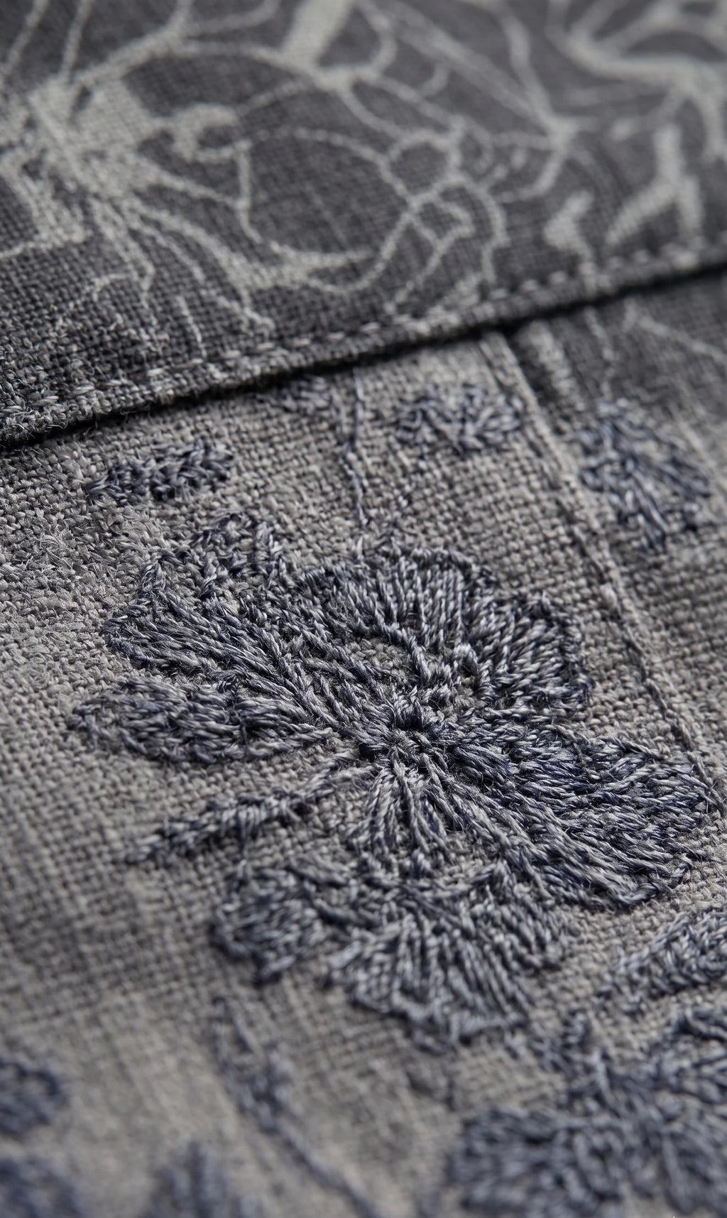 Men's Charcoal Grey Botanical Print Casual Shirt