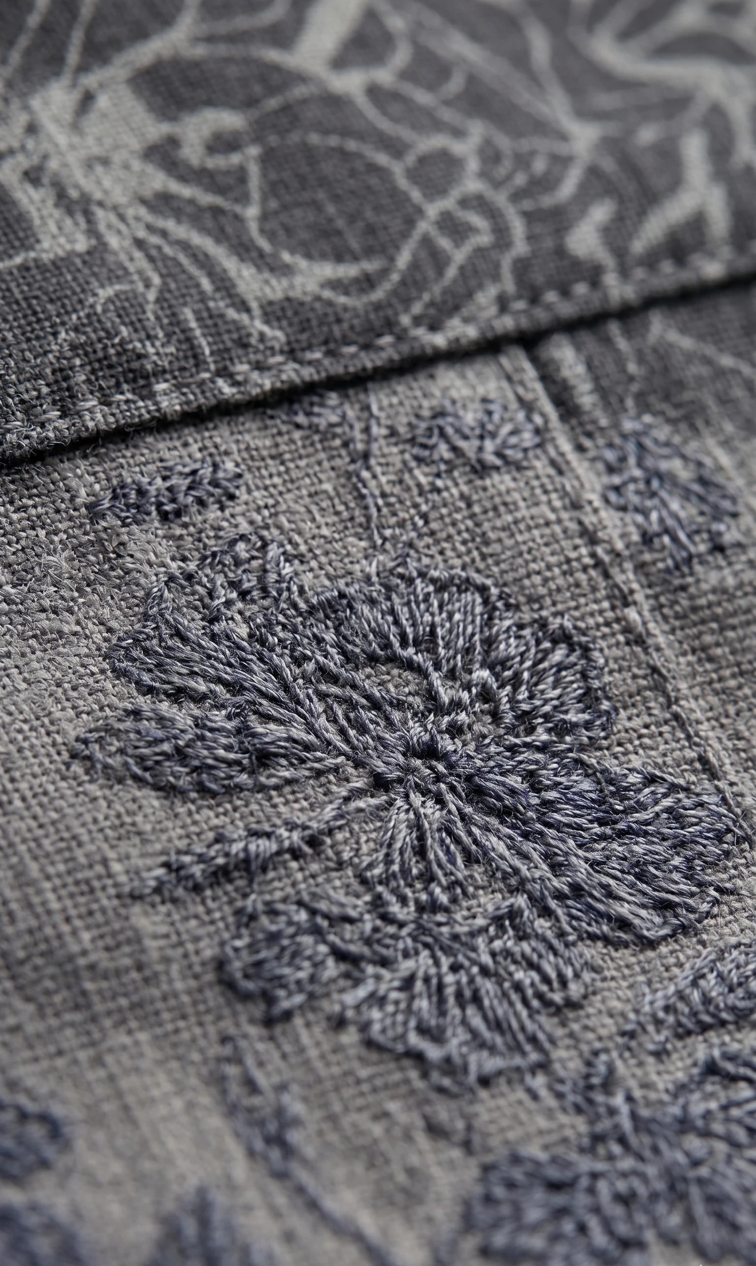 Men's Charcoal Grey Botanical Print Casual Shirt