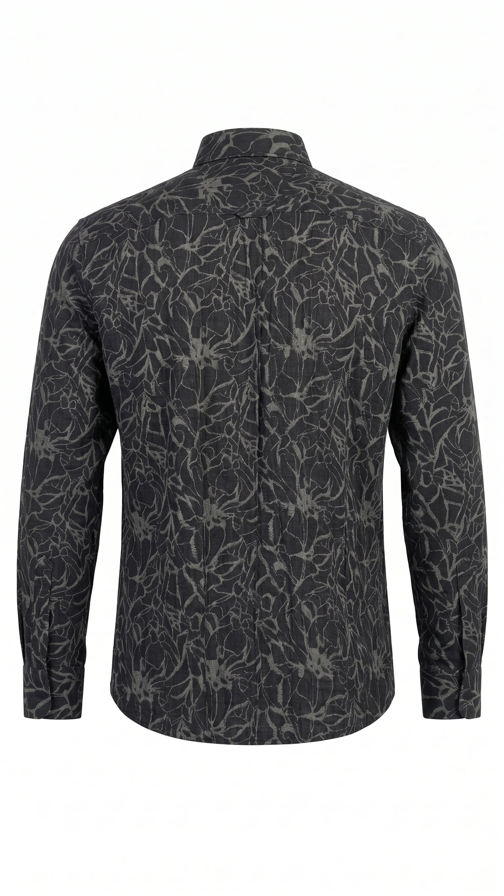 Men's Charcoal Grey Botanical Print Casual Shirt