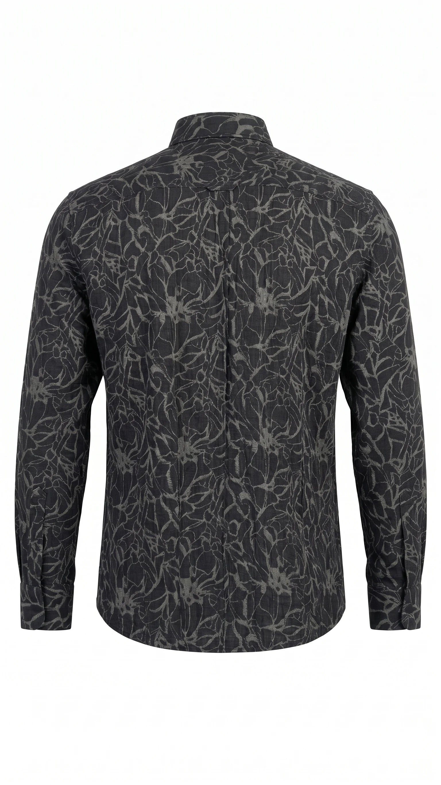 Men's Charcoal Grey Botanical Print Casual Shirt