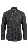 Men's Charcoal Grey Botanical Print Casual Shirt