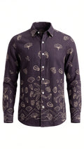 Men's Dark Plum Tropical Print Casual Shirt