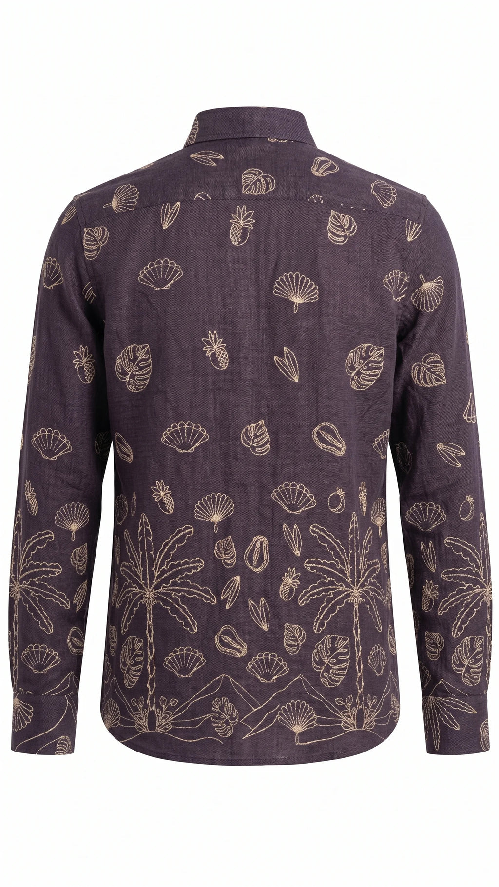 Men's Dark Plum Tropical Print Casual Shirt
