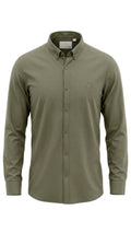 Olive Green Textured Solid Full Sleeve Shirt