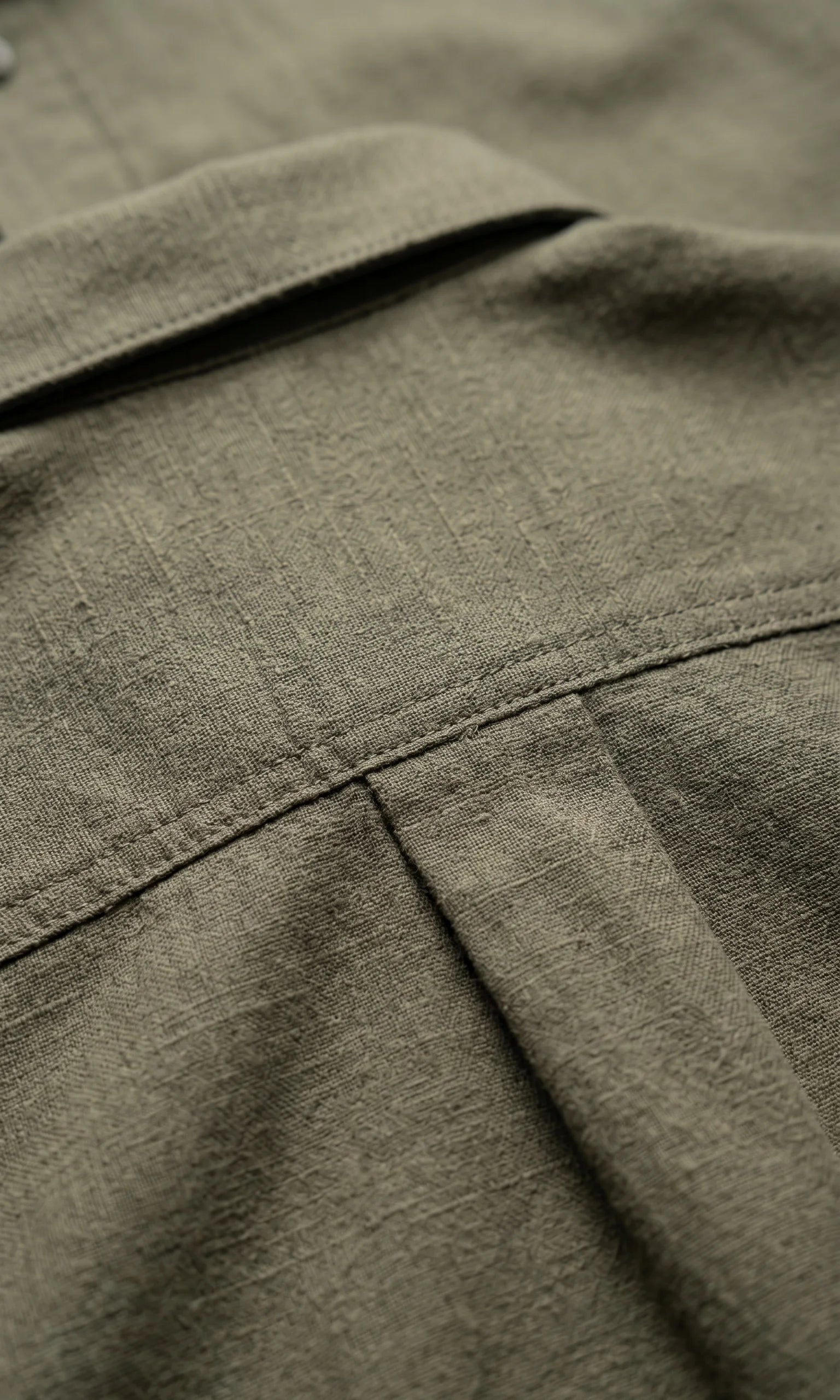 Olive Green Textured Solid Full Sleeve Shirt