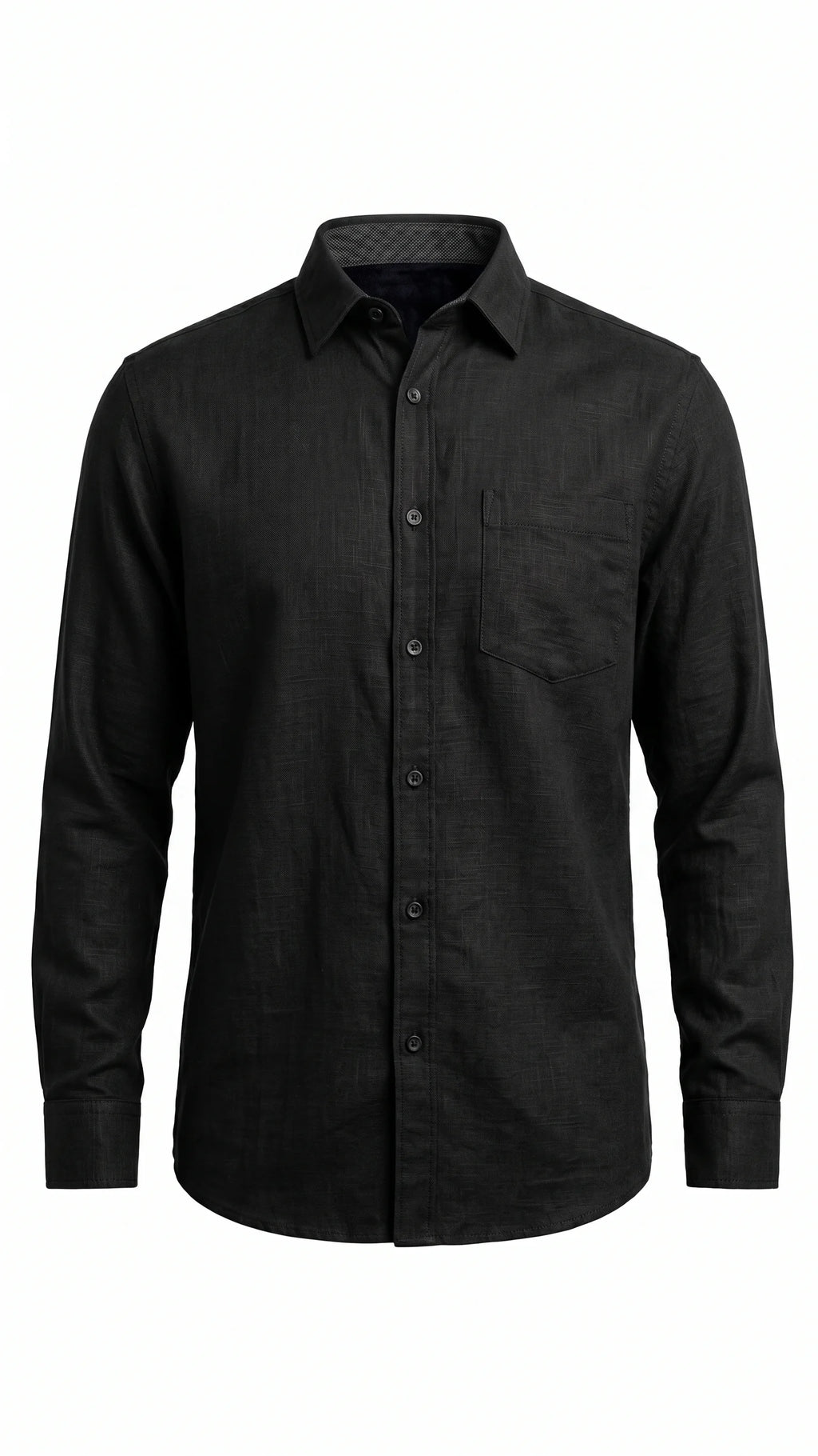 Classic Black Textured Full Sleeve Shirt