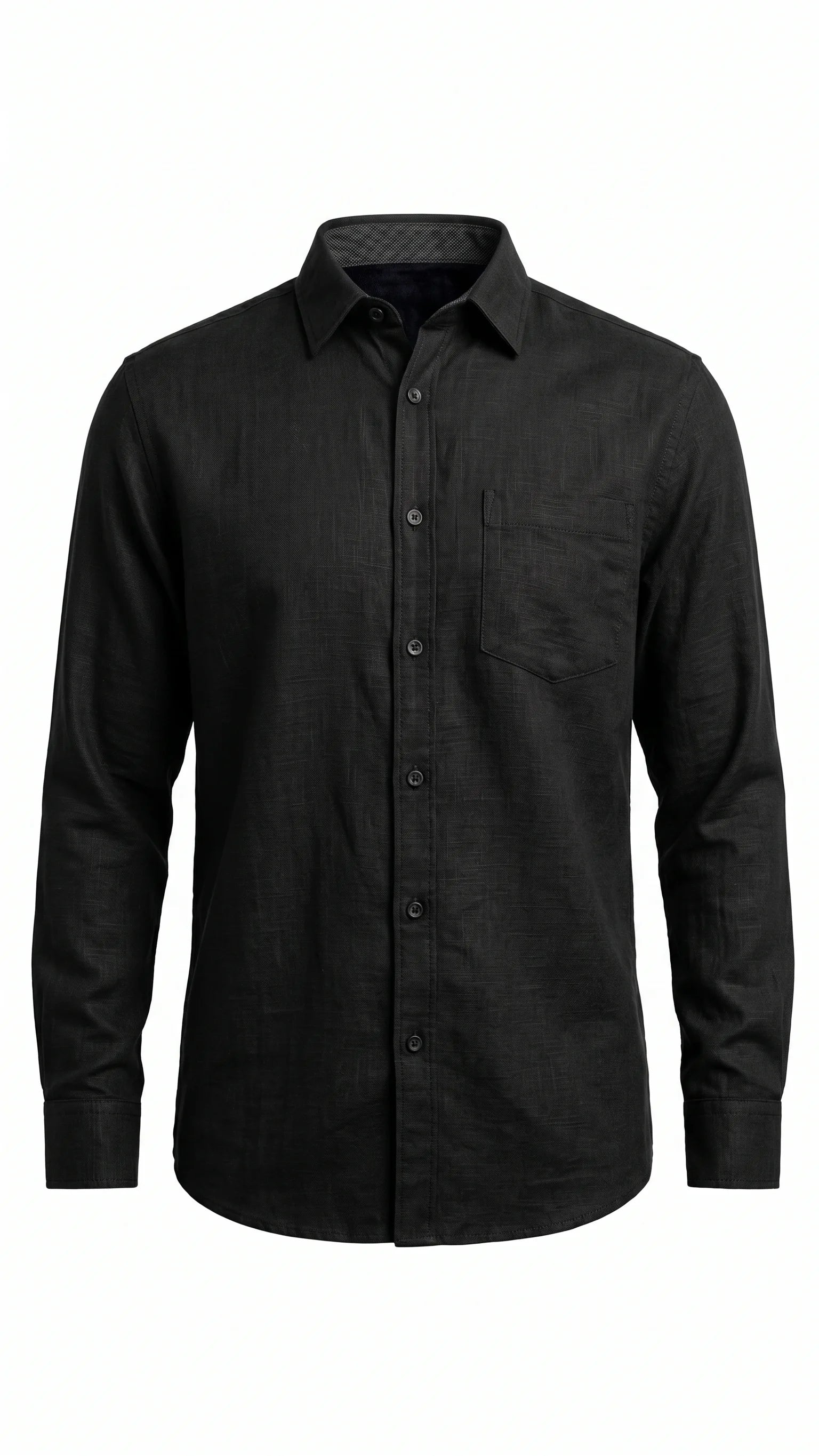 Classic Black Textured Full Sleeve Shirt