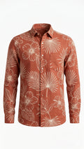 Rust Floral Print Full Sleeve Casual Shirt