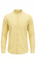 Butter Yellow Mandarin Collar Full Sleeve Shirt