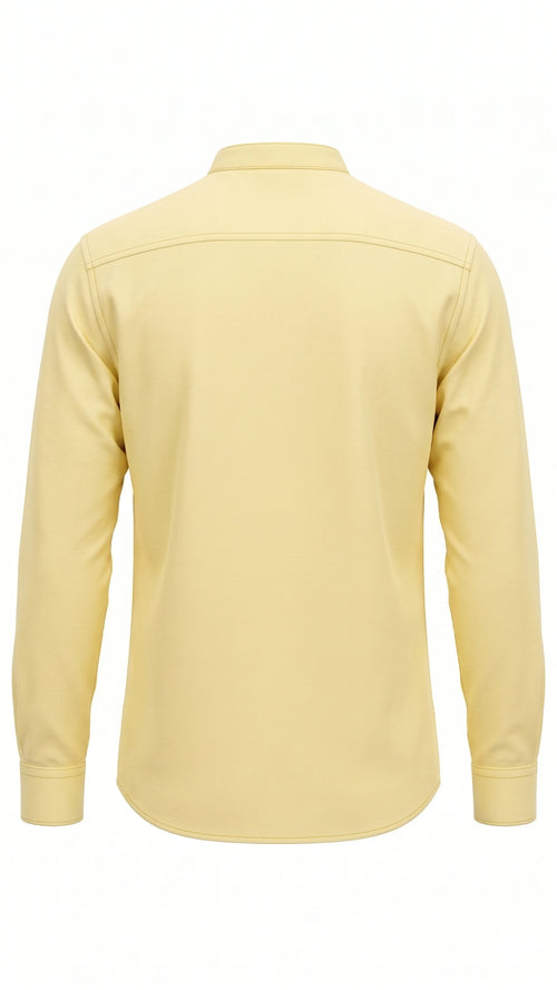 Butter Yellow Mandarin Collar Full Sleeve Shirt