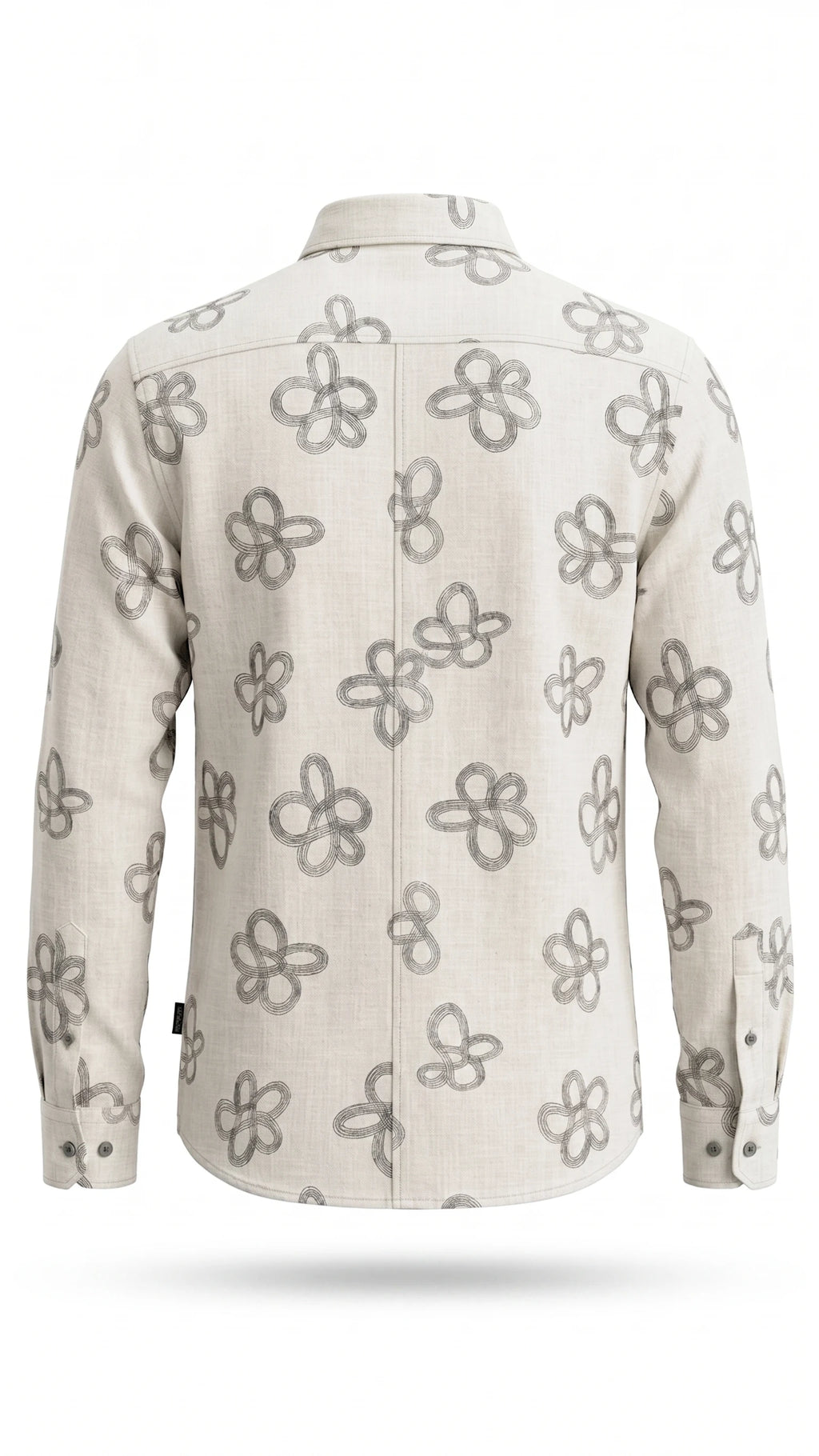 Men's Off-White Floral Print Textured Shirt