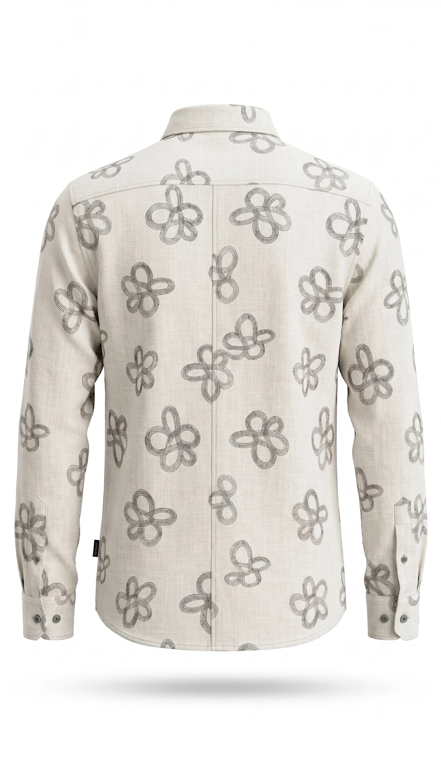 Men's Off-White Floral Print Textured Shirt