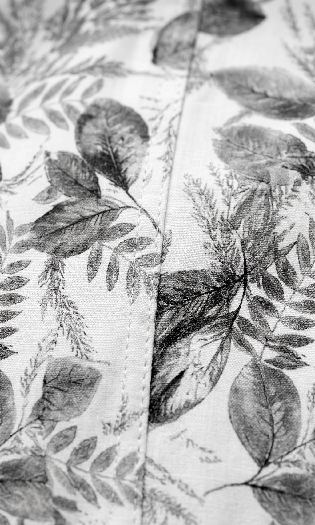 Men's White Botanical Print Mandarin Collar Shirt