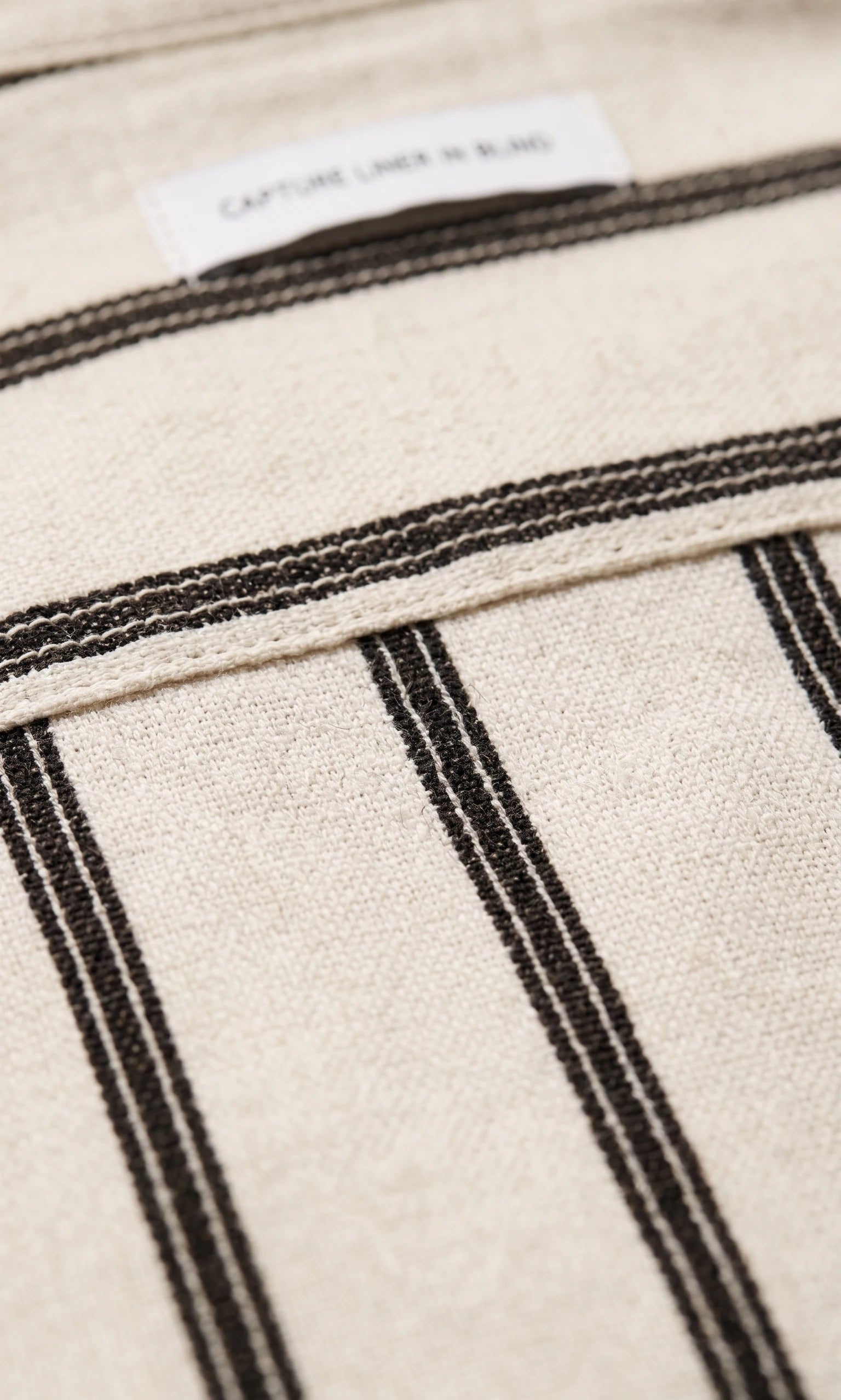 Men's Off-White Vertical Striped Mandarin Collar Shirt