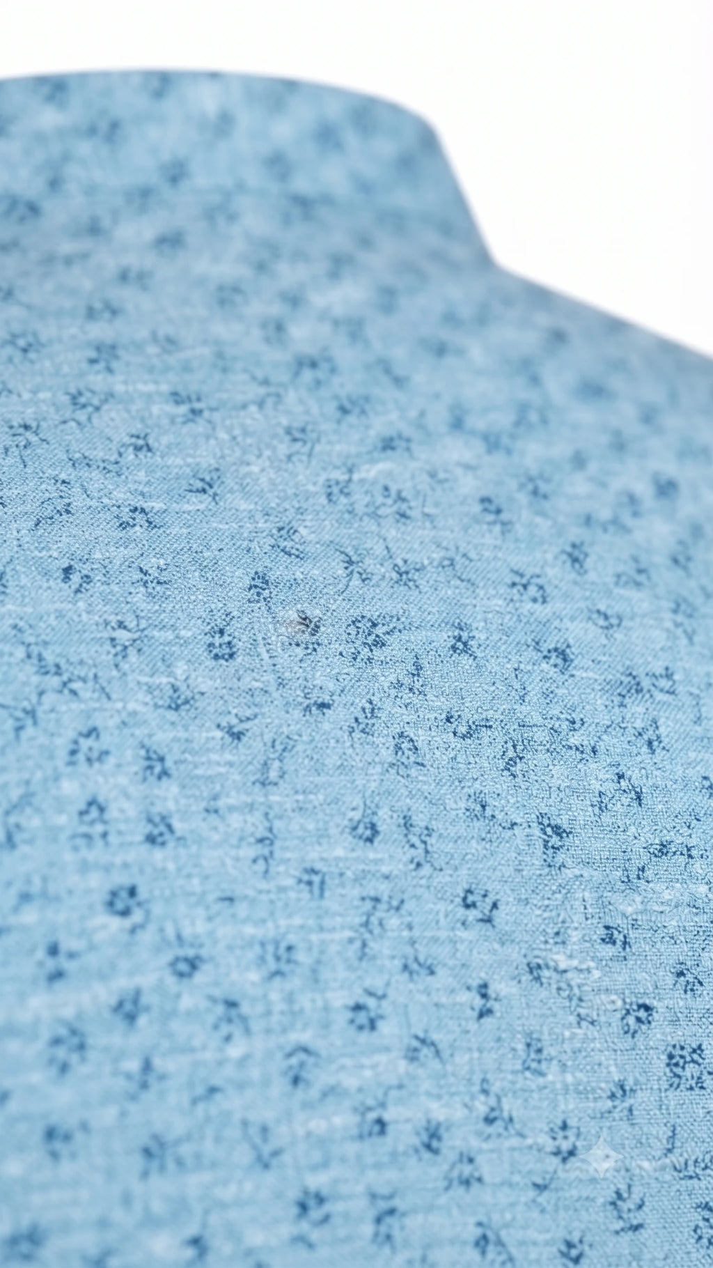 Sky Blue Micro Floral Printed Mandarin Collar Kurta Shirt
