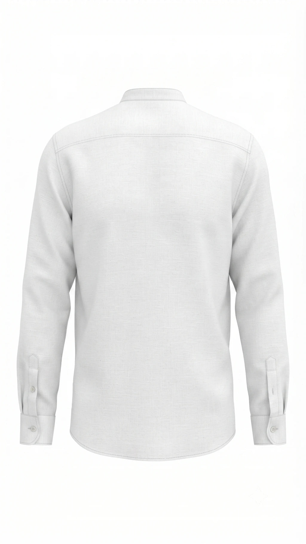White Linen Blend Mandarin Collar Kurta Shirt