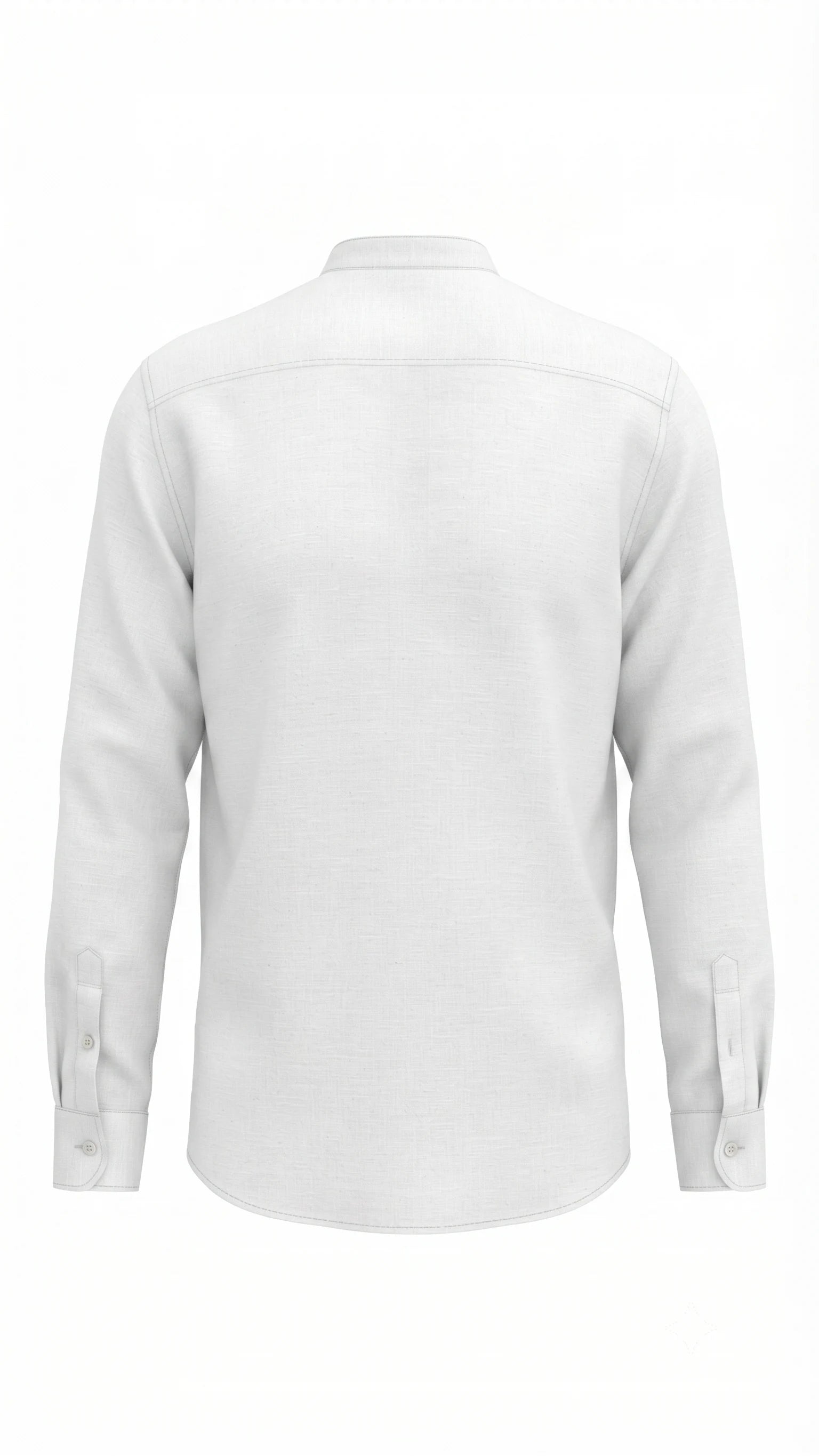 White Linen Blend Mandarin Collar Kurta Shirt