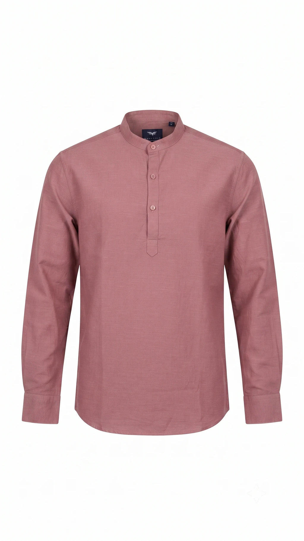 Dusty Rose Linen Blend Mandarin Collar Kurta Shirt