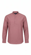 Dusty Rose Linen Blend Mandarin Collar Kurta Shirt