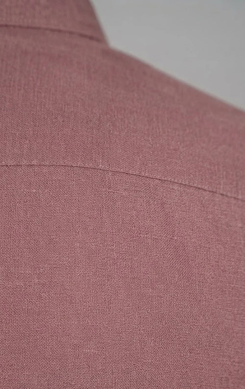 Dusty Rose Linen Blend Mandarin Collar Kurta Shirt