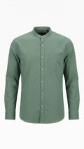 Sage Green Textured Mandarin Collar Shirt