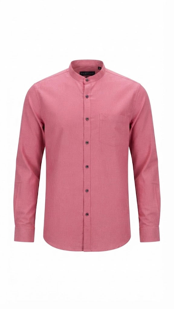 Rose Pink Mandarin Collar Shirt