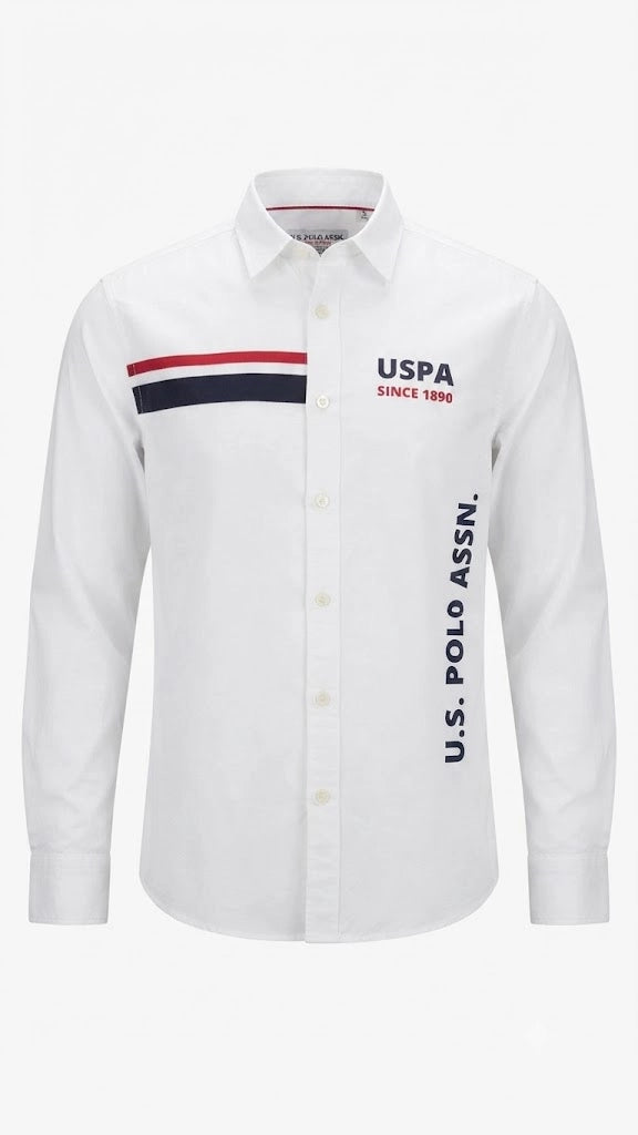 White Graphic Print Full Sleeve Casual Shirt