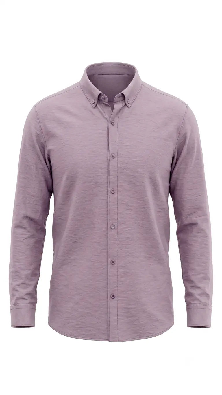 Dusty Lavender Textured Full Sleeve Button-Down Shirt for Men