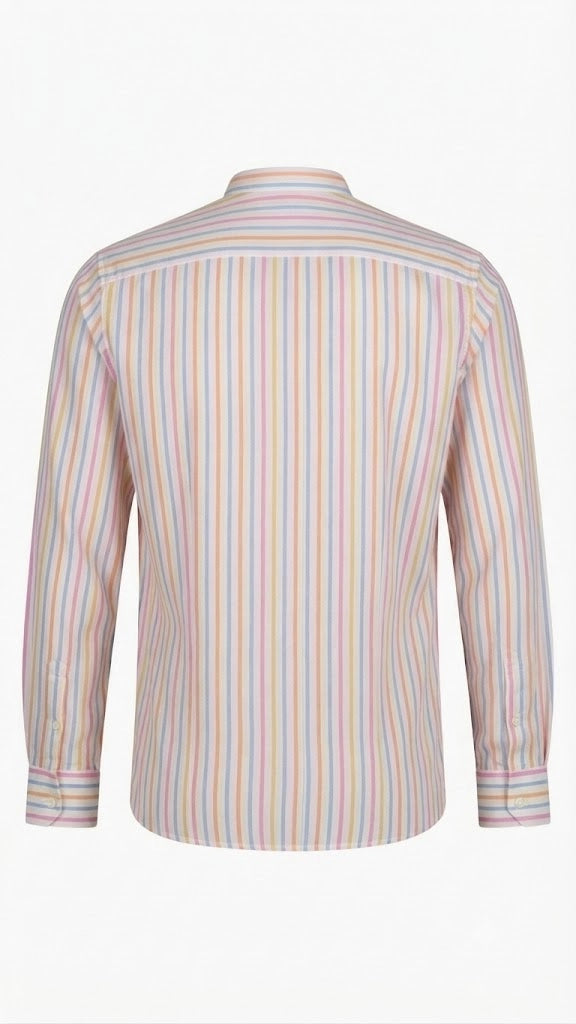Striped Mandarin Collar Shirt